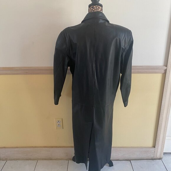 Wilsons Vintage Long Leather Trench Coat Size Medium Y2K - Picture 2 of 3